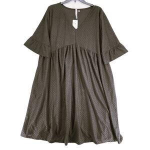 NY Collection Women's Bell Sleeve V-Neck Dress Black Plus Size 2X